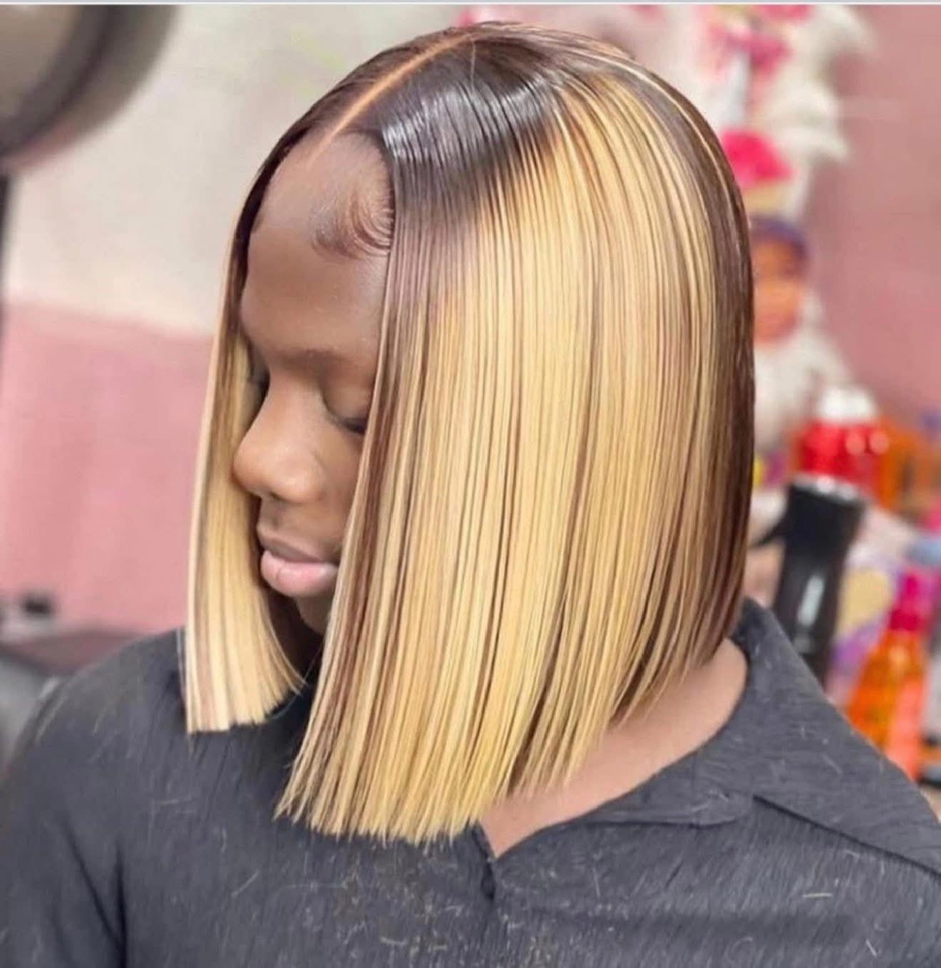 Highlighted Color Bob Wig